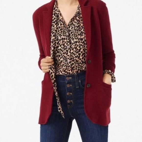 Sale J Crew Sweater Blazer In Burgundy 